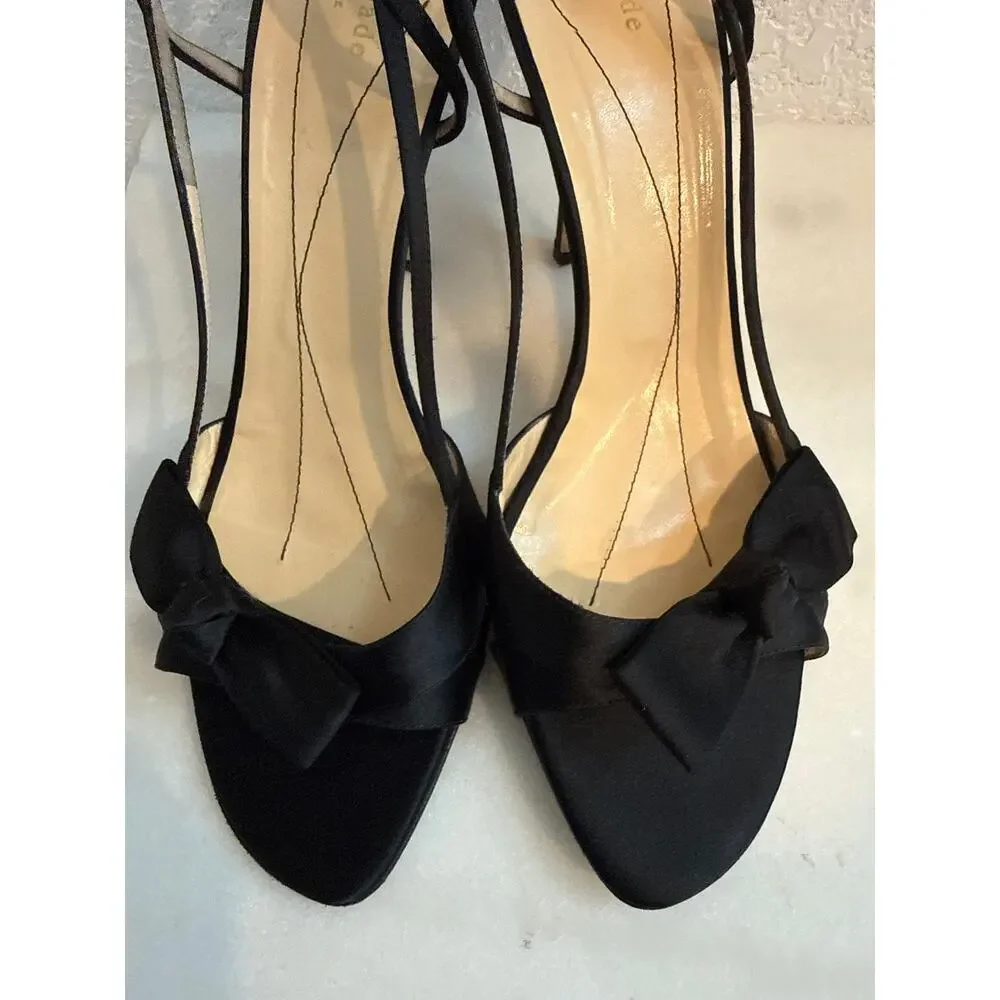 Kate Spade Lover Sandals in Black Satin, 11